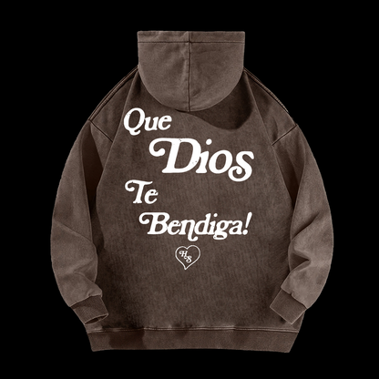 Spanish God Bless You Washed Hoodie