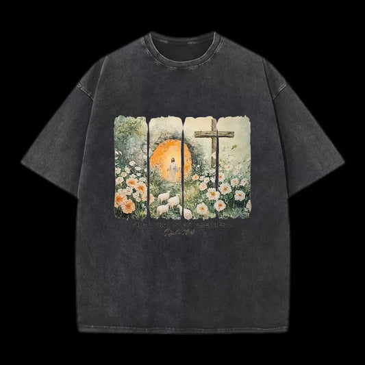 The Lord Is My Sheperd Christian Washed T-Shirt