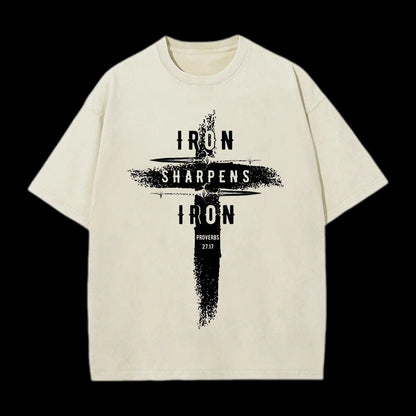 Iron Sharpens Iron Proverbs27：17 Washed T-Shirt