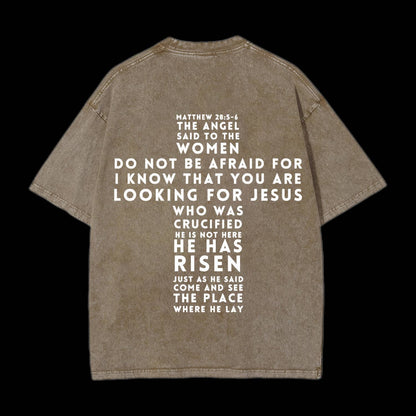 He Is Risen Christian Washed T-Shirt