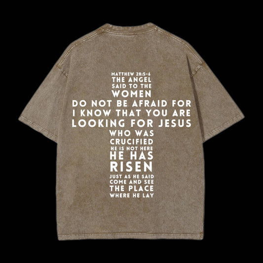 He Is Risen Christian Washed T-Shirt