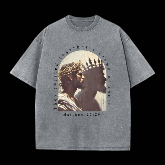 A Crown Of Thorns Double Sided Unisex Washed Christian T-shirt