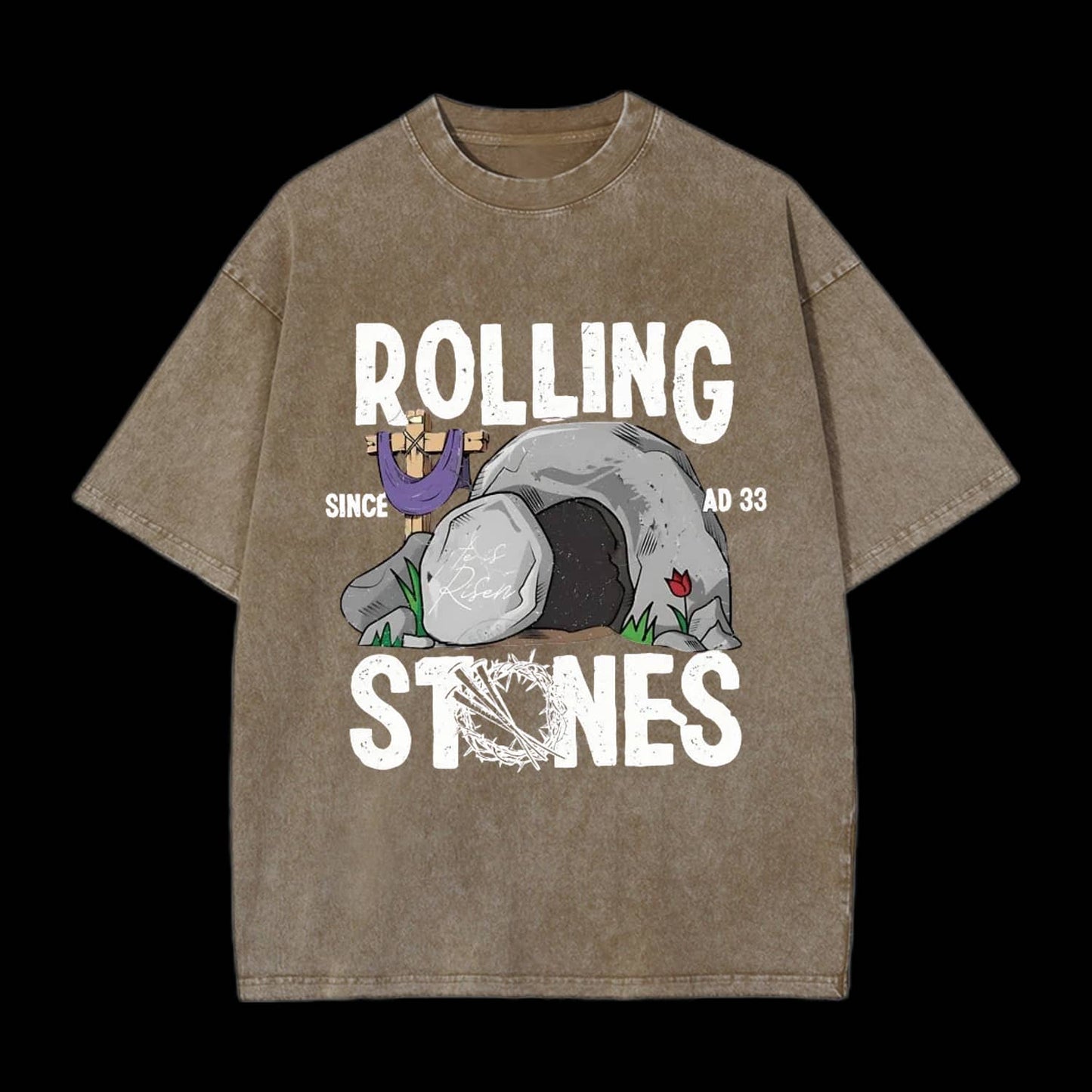 Rolling Stone Cross Christian Washed T-Shirt