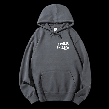Jesus Is Life Cotton Drawstring Hoodie