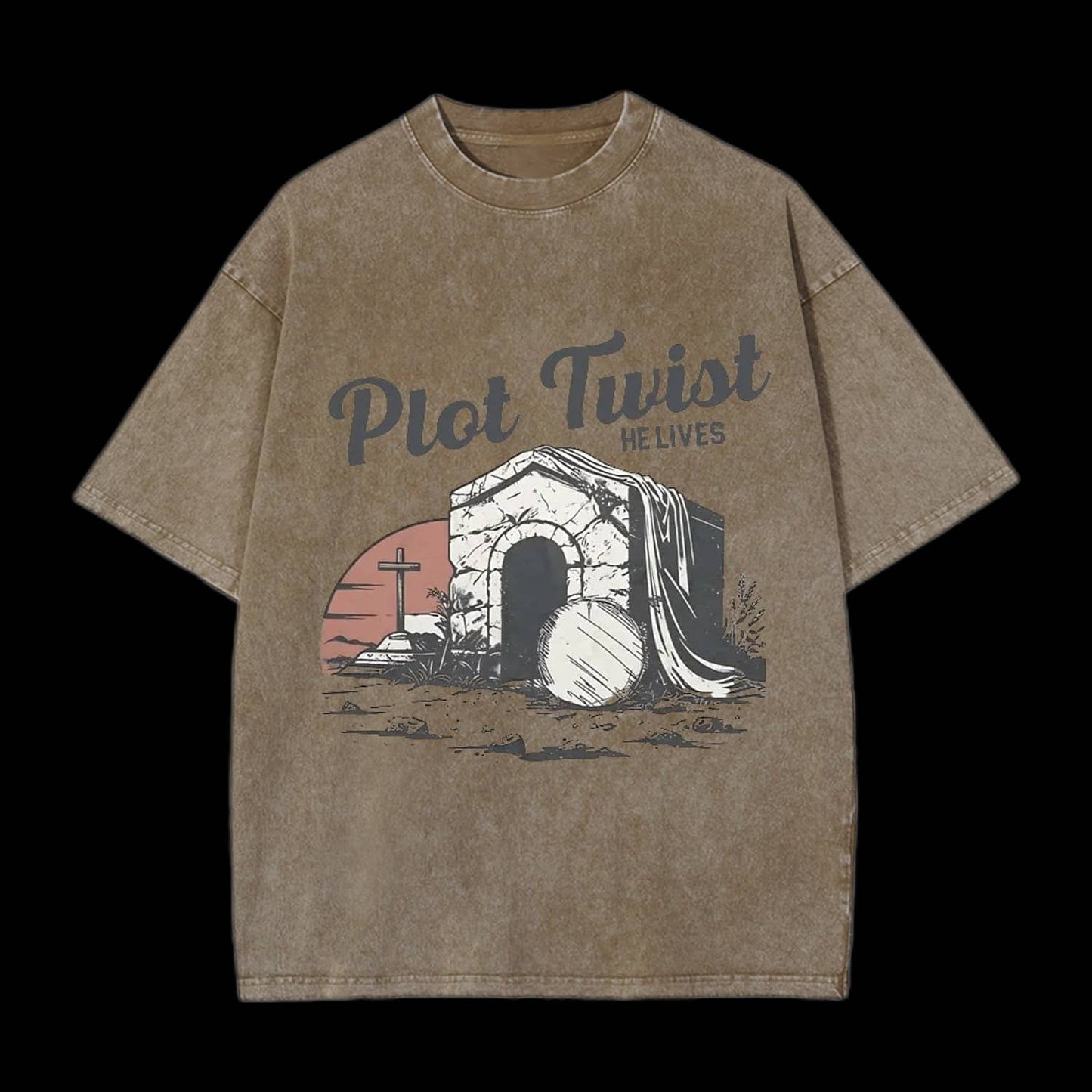 Plot Twist He lives Christian Washed T-Shirt