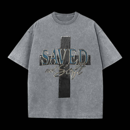 Saved Double Sided Unisex Washed Christian T-shirt
