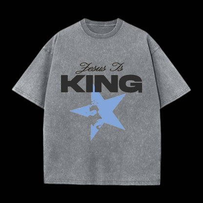 Jesus Is King Unisex Washed Christian T-shirt
