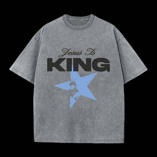 Jesus Is King Unisex Washed Christian T-shirt