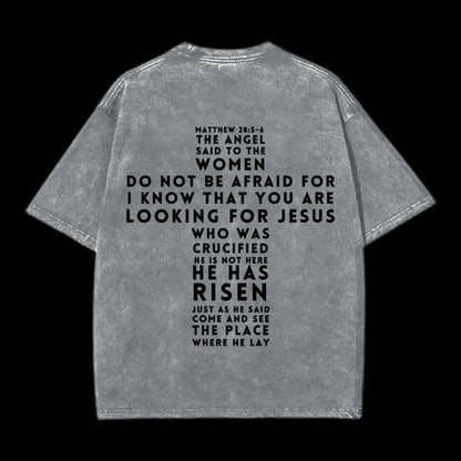 He Is Risen Christian Washed T-Shirt