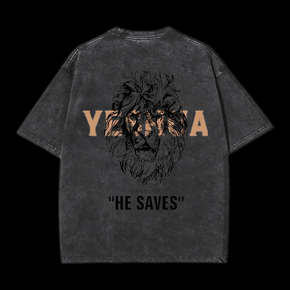Yeshua He Saves Lion Christian tee