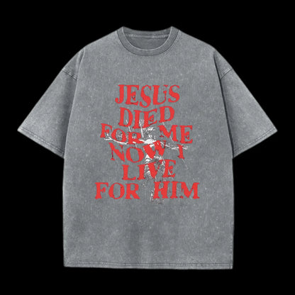 Jesus Died For Us Christian Washed T-Shirt
