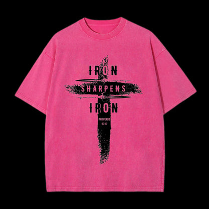Iron Sharpens Iron Proverbs27：17 Washed T-Shirt