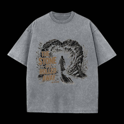 The Stone Was Rolled Away Christian Washed T-Shirt