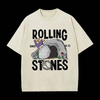 Rolling Stone Cross Christian Washed T-Shirt