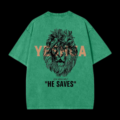 Yeshua He Saves Lion Christian tee