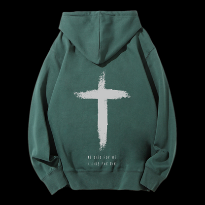 I Live For Him Drawstring Hoodie