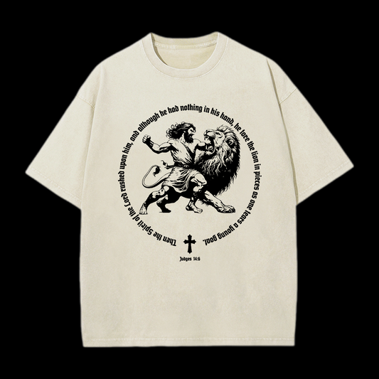 Jesus and Lion Washed T-Shirt