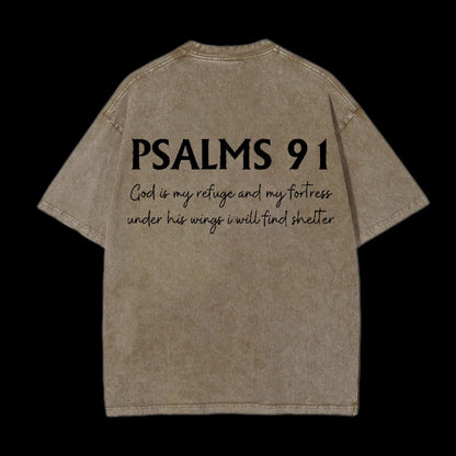 Psalms 91 Washed T-Shirt