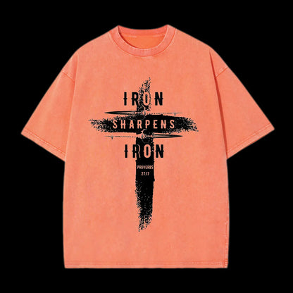 Iron Sharpens Iron Proverbs27：17 Washed T-Shirt