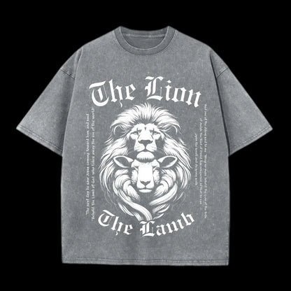 THE LION THE LAMB CHRISTIAN WASHED T-SHIRT