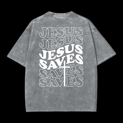 Jesus Saves Washed T-Shirt