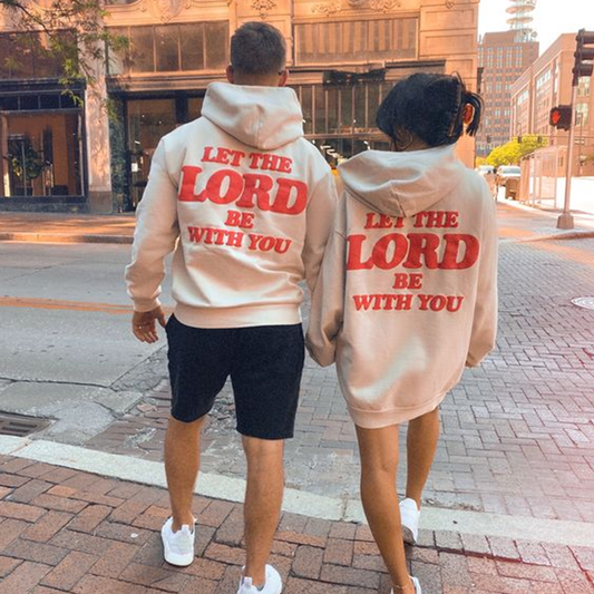 Let The Lord Be With You Puff Print Drawstring Hoodie