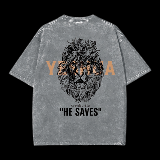 Yeshua He Saves Lion Christian tee