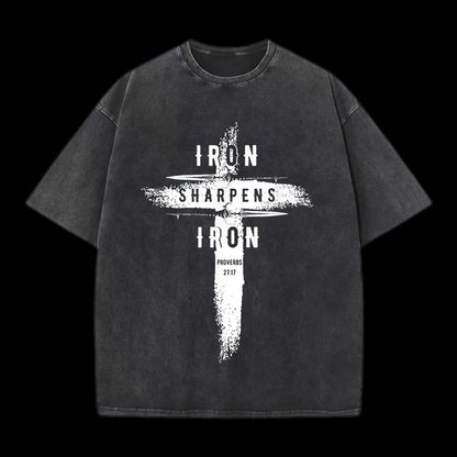 Iron Sharpens Iron Proverbs27：17 Washed T-Shirt