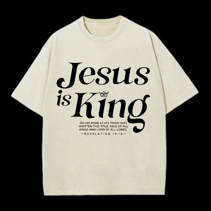 JESUS IS KING CHRISTIAN WASHED T-SHIRT