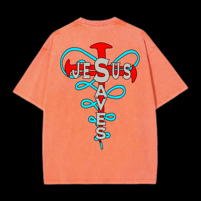Jesus Saves Washed T-Shirt
