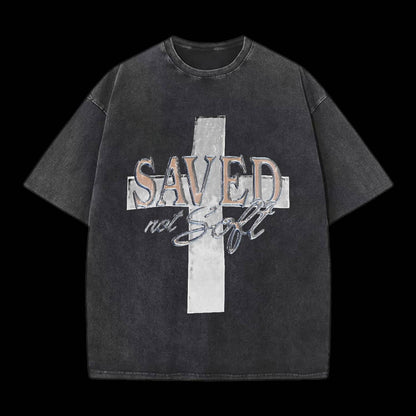 Saved Double Sided Unisex Washed Christian T-shirt