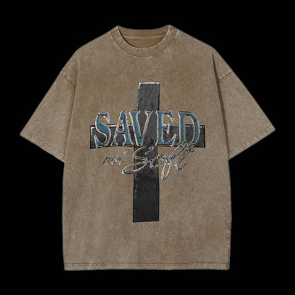 Saved Double Sided Unisex Washed Christian T-shirt