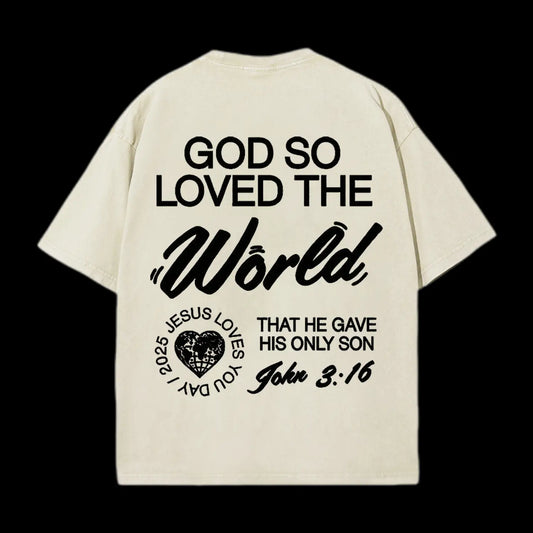 God So Loved The World Christian Washed T-Shirt