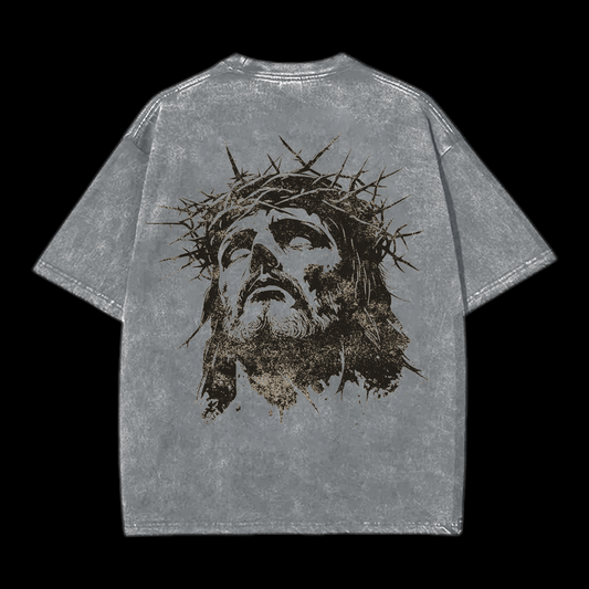 PORTRAIT OF JESUS ACID WASHED T-SHIRT