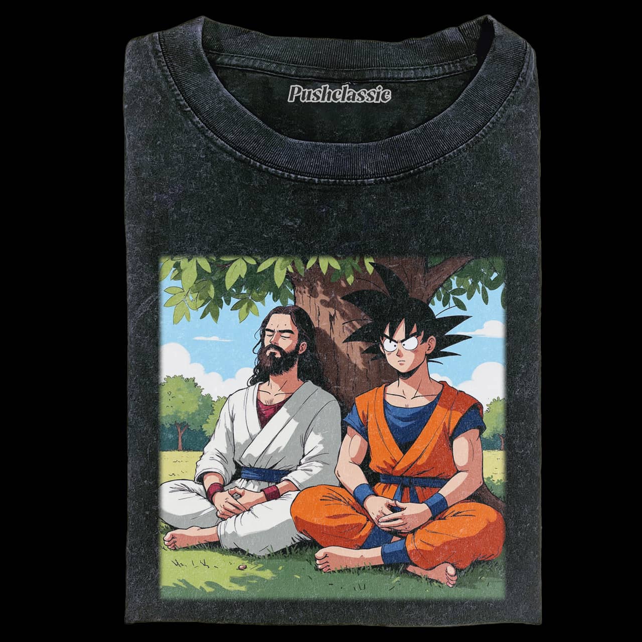 THE JESUS AND GOKU WASHED T-SHEIRT
