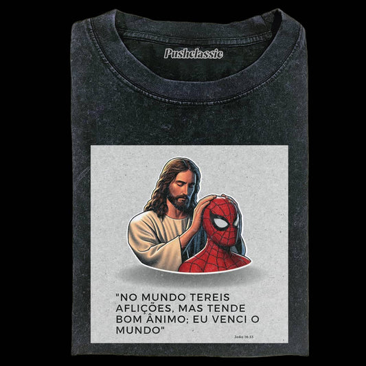 THE JESUS AND SPIDERMAN WASHED T-SHIRT