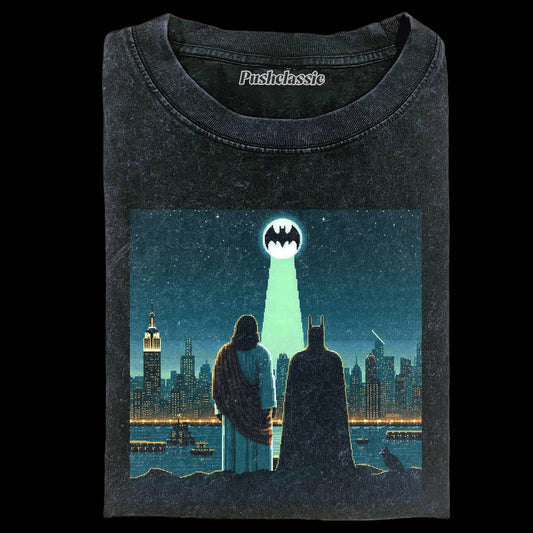 THE JESUS AND SUPERMAN WASHED T-SHIRT