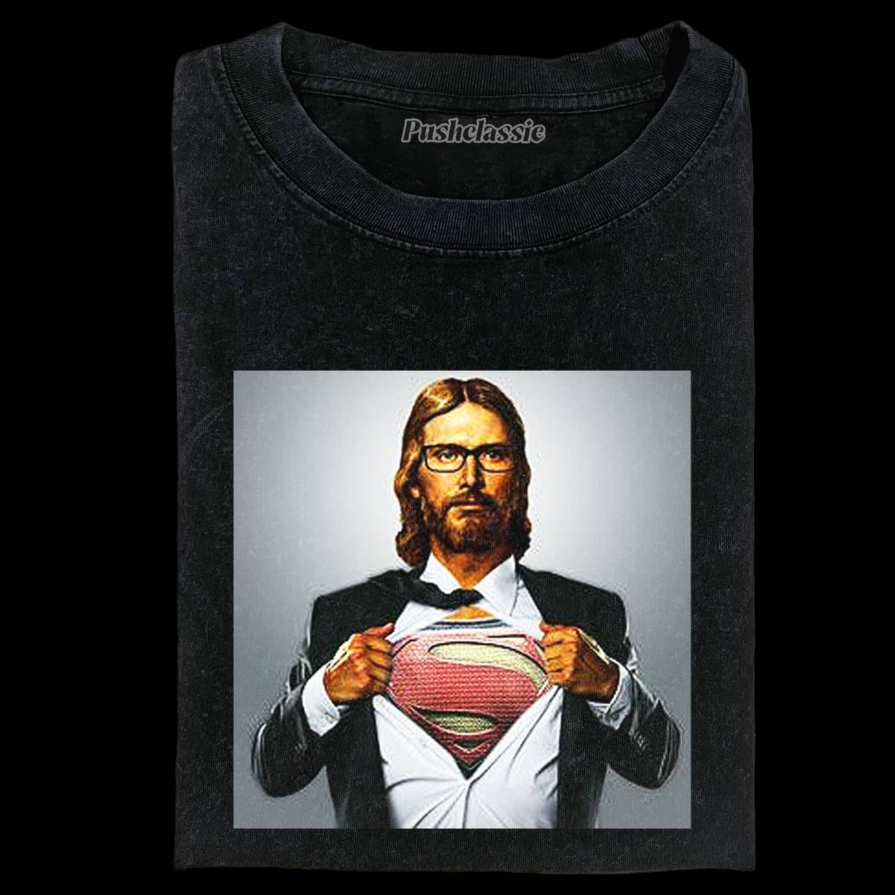 THE JESUS AND SUPERMAN WASHED T-SHIRT