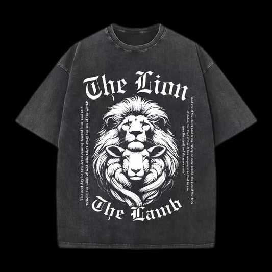 THE LION THE LAMB CHRISTIAN WASHED T-SHIRT