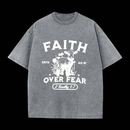 Faith Over Fear Christian Washed T-Shirt