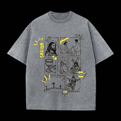 Resurrection Graphic Faith Christian Washed T-Shirt