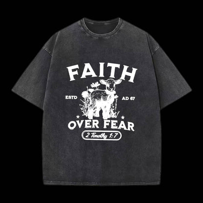 Faith Over Fear Christian Washed T-Shirt