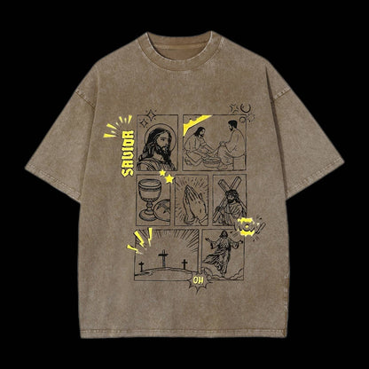Resurrection Graphic Faith Christian Washed T-Shirt