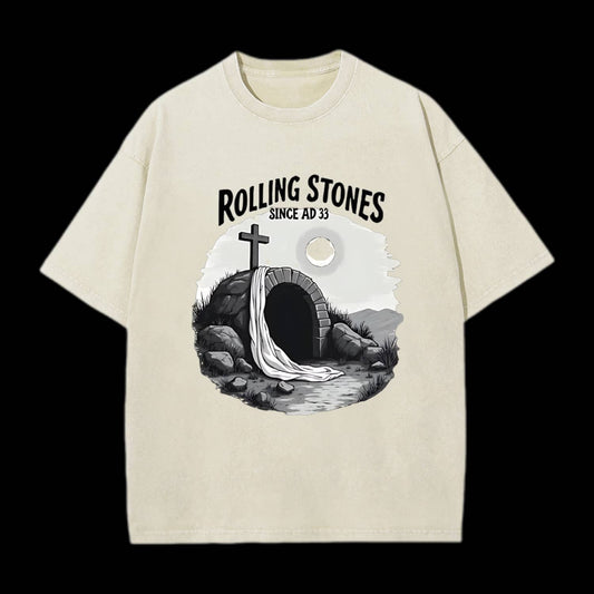 He is Risen Rolling Stones Christian Tee