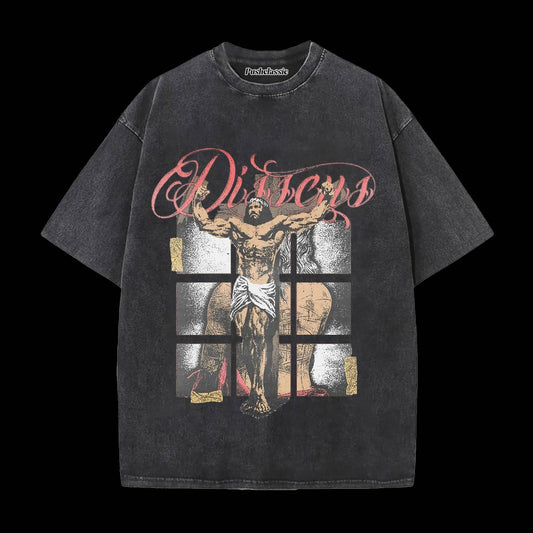 THE JESUS MUSCLE CROSS CHRIST WASHED T-SHIRT