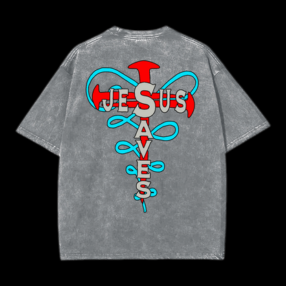 Jesus Saves Washed T-Shirt