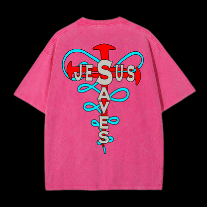 Jesus Saves Washed T-Shirt