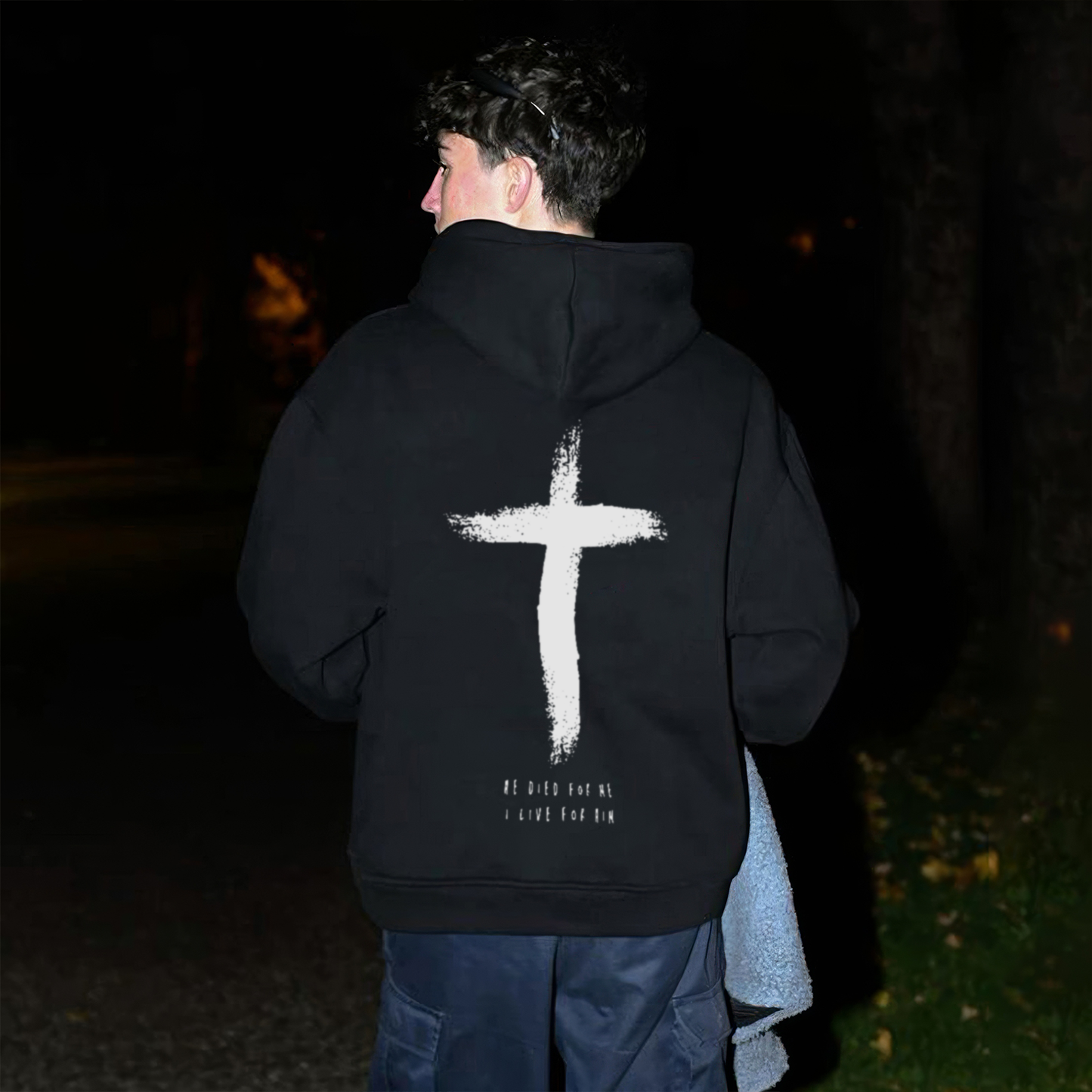 I Live For Him Drawstring Hoodie