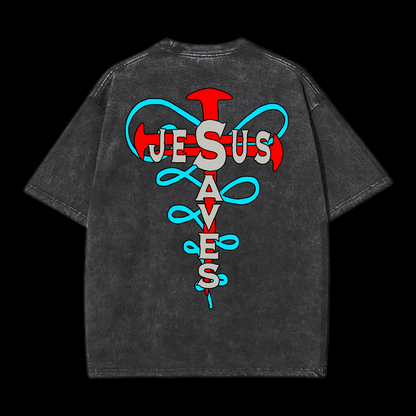 Jesus Saves Washed T-Shirt