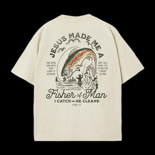 Jesus Made Me A Fisher Of Man Washed T-Shirt
